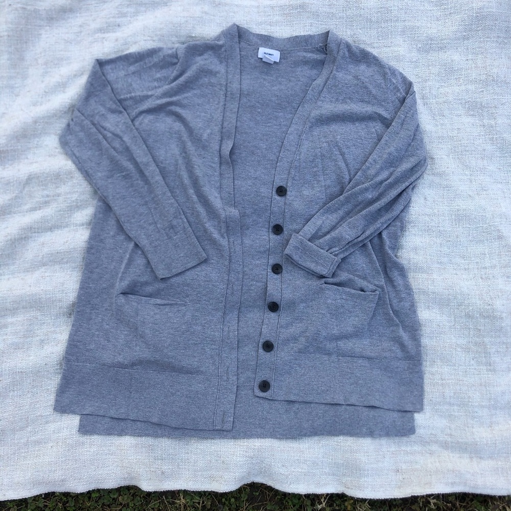 Grey Old Navy long boyfriend cardigan sweater XL